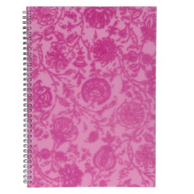 Image for SPIRAX FLOCKED 532 NOTEBOOK 8MM RULED POLYPROPYLENE COVER TWIN WIRE A4 240 PAGE PINK from Discount Office National