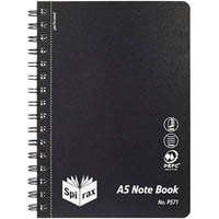 spirax p571 notepad pp cover 7mm ruled side open a5 300 page black