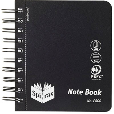 Image for SPIRAX P800 PP NOTEBOOK SIDE OPEN 400 PAGE 140 X 120MM BLACK from Office National Balcatta