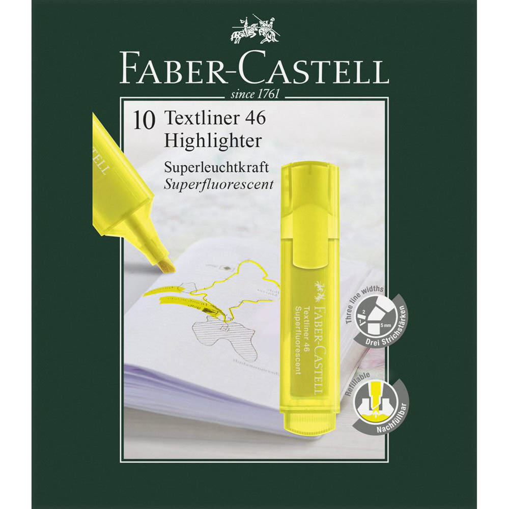 Image for FABER-CASTELL TEXTLINER ICE HIGHLIGHTER CHISEL YELLOW BOX 10 from Surry Office National