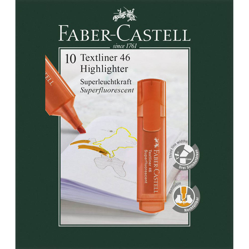 Image for FABER-CASTELL TEXTLINER ICE HIGHLIGHTER CHISEL ORANGE BOX 10 from Aztec Office National Melbourne