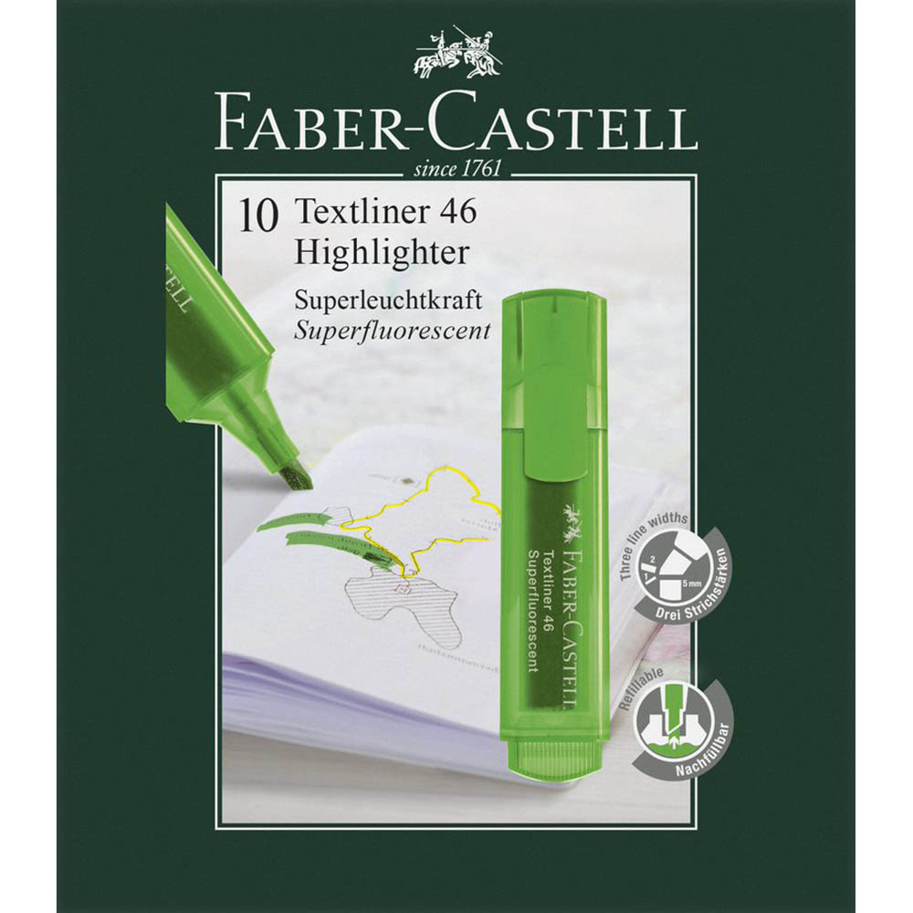 Image for FABER-CASTELL TEXTLINER ICE HIGHLIGHTER CHISEL GREEN BOX 10 from Office National Balcatta