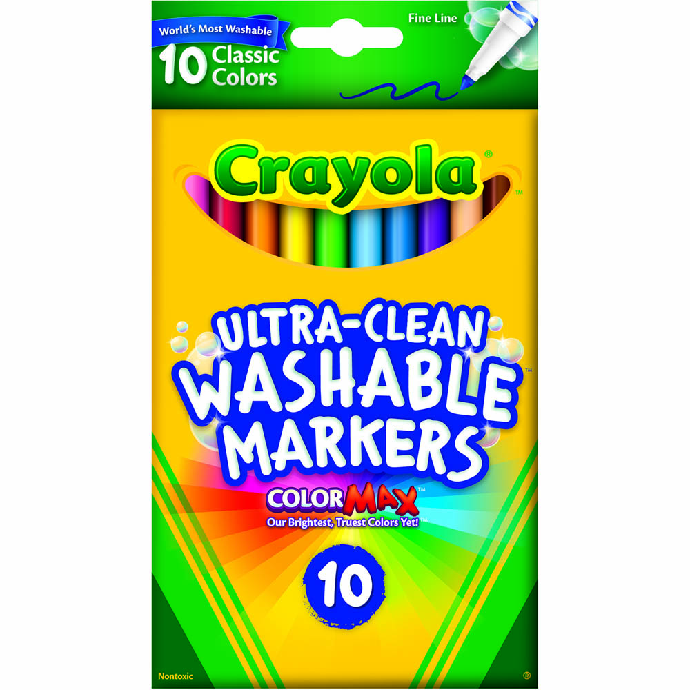 Image for CRAYOLA ULTRA-CLEAN WASHABLE MARKERS FINE CLASSIC COLOURS PACK 10 from Surry Office National