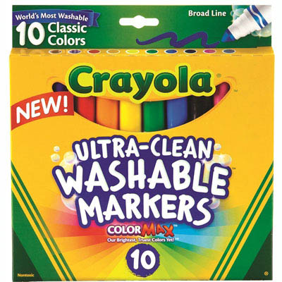 Image for CRAYOLA ULTRA-CLEAN WASHABLE MARKERS BROAD CLASSIC COLORS PACK 10 from OFFICE NATIONAL CANNING VALE