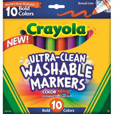 Image for CRAYOLA ULTRA-CLEAN WASHABLE MARKERS BROAD BOLD COLORS PACK 10 from Surry Office National