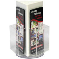 deflecto brochure holder counter top rotating 3 sided dl white
