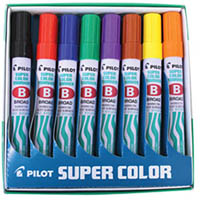 pilot sca-b super colour permanent marker chisel 4.0mm assorted pack 8