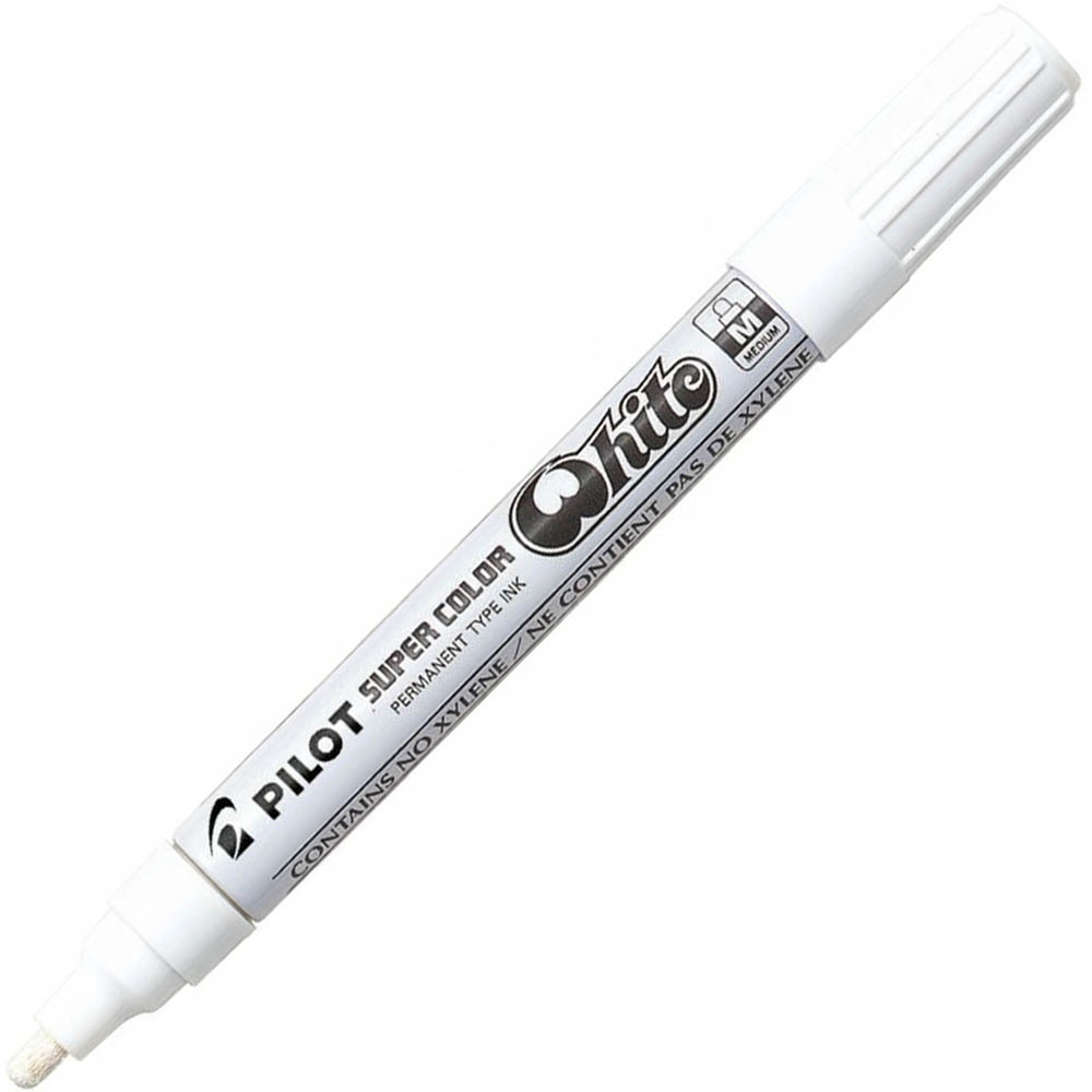 Image for PILOT SC-W SUPER COLOUR PERMANENT PAINT MARKER BULLET 2.0MM WHITE BOX 12 from Discount Office National