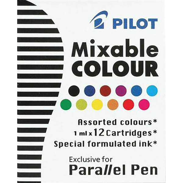 Image for PILOT PARALLEL CALLIGRAPHY PEN INK CARTRIDGE ASSORTED PACK 12 from PaperChase Office National