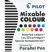 pilot parallel calligraphy pen ink cartridge assorted pack 12