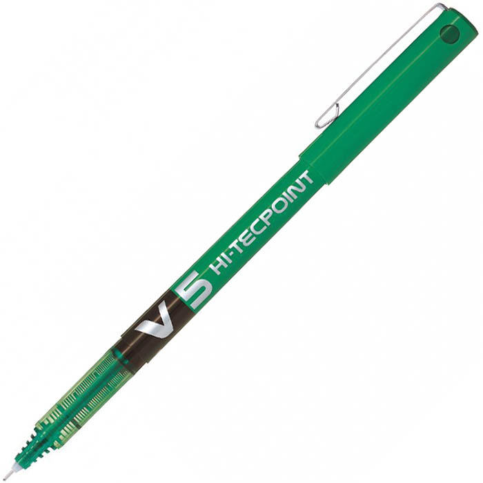 Image for PILOT V5 HI-TECPOINT LIQUID INK ROLLERBALL PEN FINE 0.5MM GREEN from OFFICE NATIONAL CANNING VALE