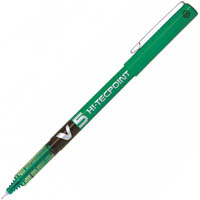 pilot v5 hi-tecpoint liquid ink rollerball pen fine 0.5mm green