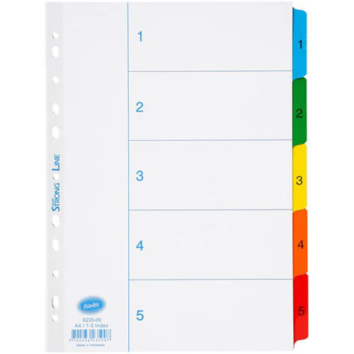 Image for BANTEX MYLAR INDEX DIVIDER 1-5 TAB A4 WHITE from Mackay Business Machines (MBM) Office National