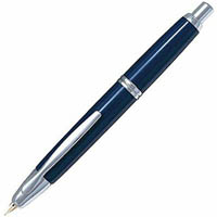 pilot capless fountain pen retractable medium nib blue and silver barrel