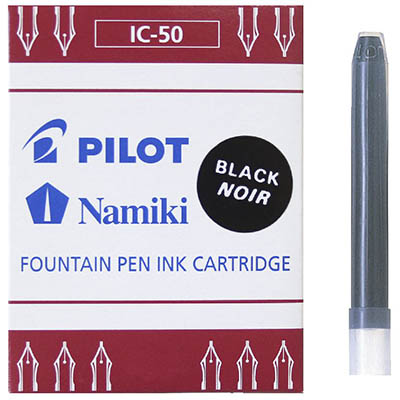 Image for PILOT IC-50 FOUNTAIN PEN INK REFILL CARTRIDGE BLACK PACK 6 from Paul John Office National