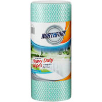 northfork heavy duty antibacterial perforated wipes 45m roll green pack 90 sheets