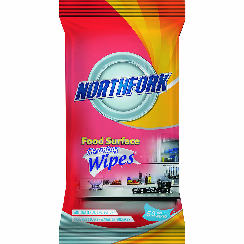 Image for NORTHFORK FOOD SURFACE CLEANING WIPES PACK 50 SHEETS from Discount Office National