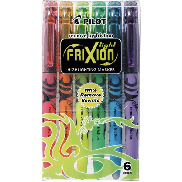 Image for PILOT FRIXION ERASABLE HIGHLIGHTER CHISEL ASSORTED WALLET 6 from Surry Office National