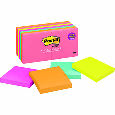 Image for POST-IT 654-14AN NOTES 76 X 76MM POPTIMISTIC VALUE PACK 12 WITH 2 BONUS PADS from Angletons Office National