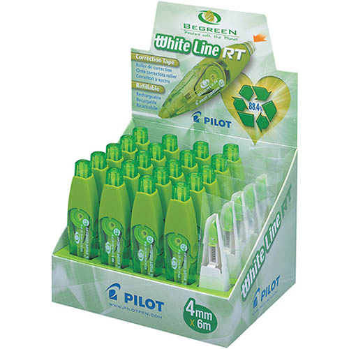 Image for PILOT BEGREEN RETRACTABLE CORRECTION TAPE 4MM X 6M PACK 20 TAPES AND 5 REFILLS from Aztec Office National