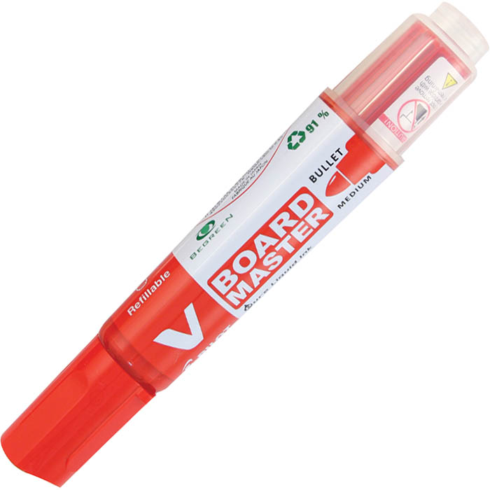 Image for PILOT BEGREEN V BOARD MASTER WHITEBOARD MARKER BULLET 6.0MM RED BOX 10 from PaperChase Office National