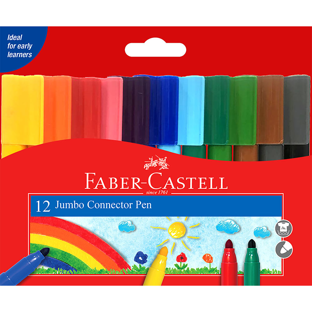 Image for FABER-CASTELL JUMBO CONNECTOR PENS ASSORTED PACK 12 from Complete Stationery Office National (Devonport & Burnie)
