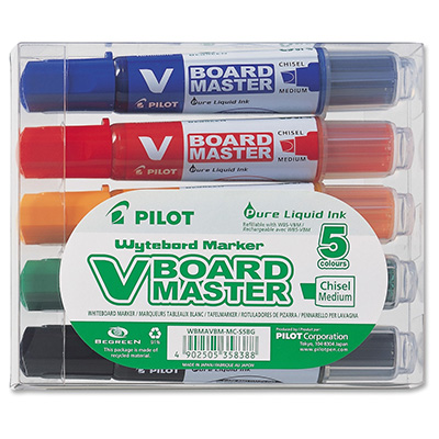 Image for PILOT BEGREEN V BOARD MASTER WHITEBOARD MARKER CHISEL 6.0MM ASSORTED WALLET 5 from Office National Caloundra Business Supplies
