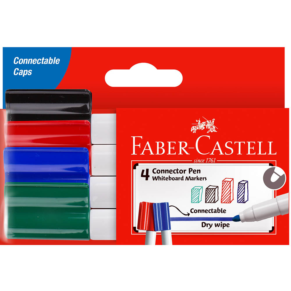 Image for FABER-CASTELL WHITEBOARD MARKERS BULLET 2MM ASSORTED WALLET 4 from Mackay Business Machines (MBM) Office National