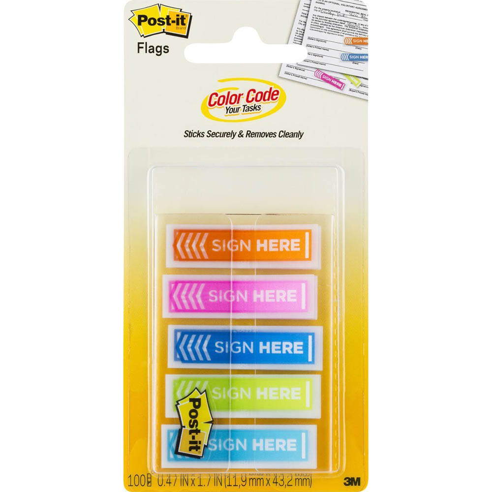 Image for POST-IT 684-SH-OPBLA MINI SIGN HERE FLAGS BRIGHT ASSORTED PACK 100 from Express Office National