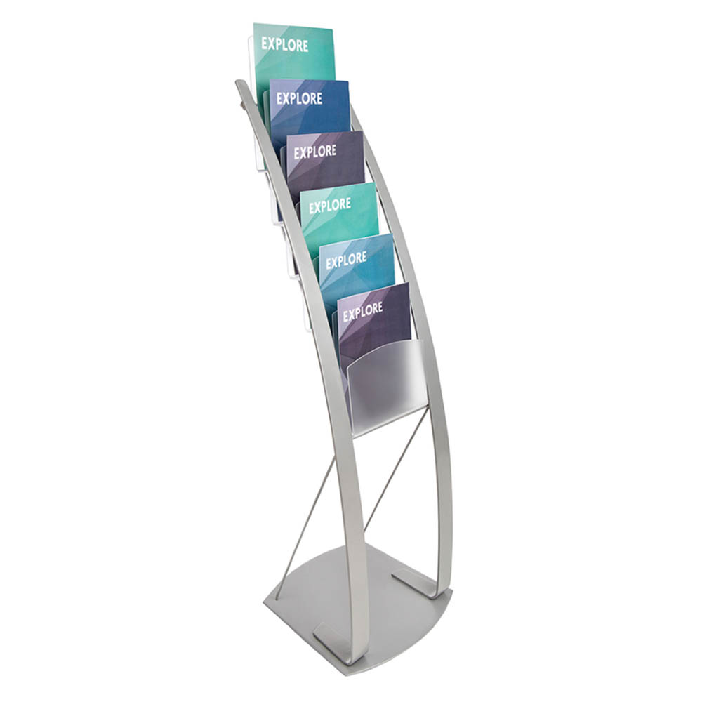 Image for DEFLECTO CONTEMPORARY LITERATURE FLOOR STAND 6-TIER A4 SILVER from Office National Caloundra Business Supplies