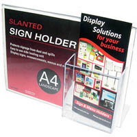 deflecto sign holder slanted landscape with top dl brochure pocket a4 clear