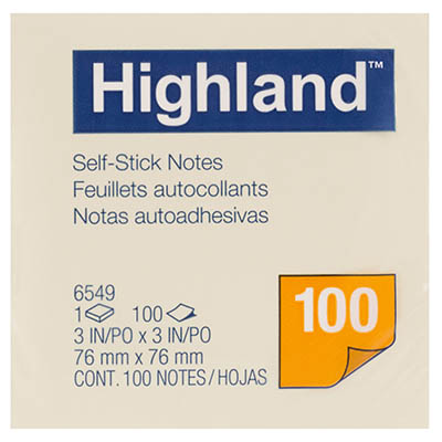 Image for HIGHLAND NOTES 100 SHEETS PER PAD 76 X 76MM YELLOW from PaperChase Office National