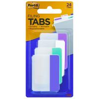 post-it 686-pwav durable filing tabs solid 50mm pink/white/aqua/violet pack 24