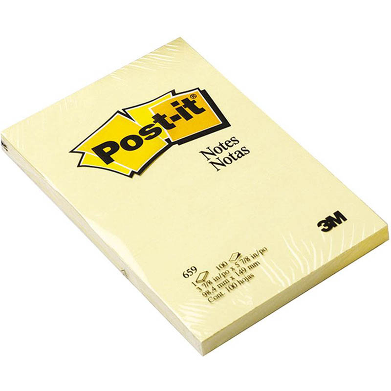 Image for POST-IT 659 ORIGINAL NOTES 101 X 152MM CANARY YELLOW from Discount Office National