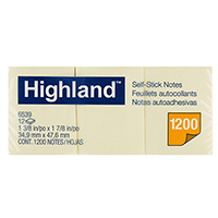 highland self-stick notes 40 x 50mm yellow pack 12