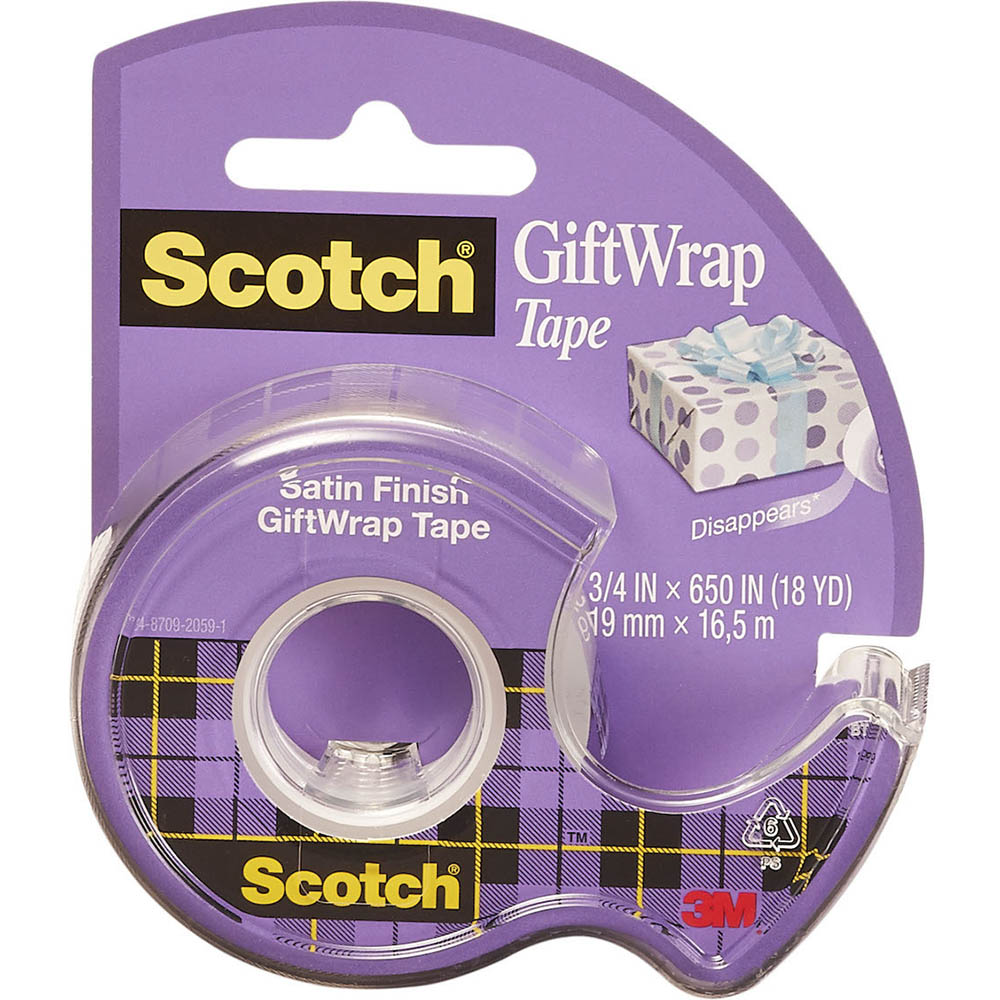 Image for SCOTCH 15L TAPE SATIN GIFTWRAP ON DISPENSER 19MM X 16.5M from Pirie Office National