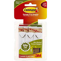 command adhesive picture hangers wire-backed white value pack 3 hangers and 6 strips