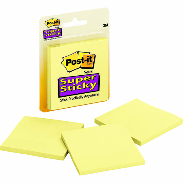 Image for POST-IT 3321-SSCY SUPER STICKY NOTES 76 X 76MM CANARY YELLOW PACK 3 from Mackay Business Machines (MBM) Office National