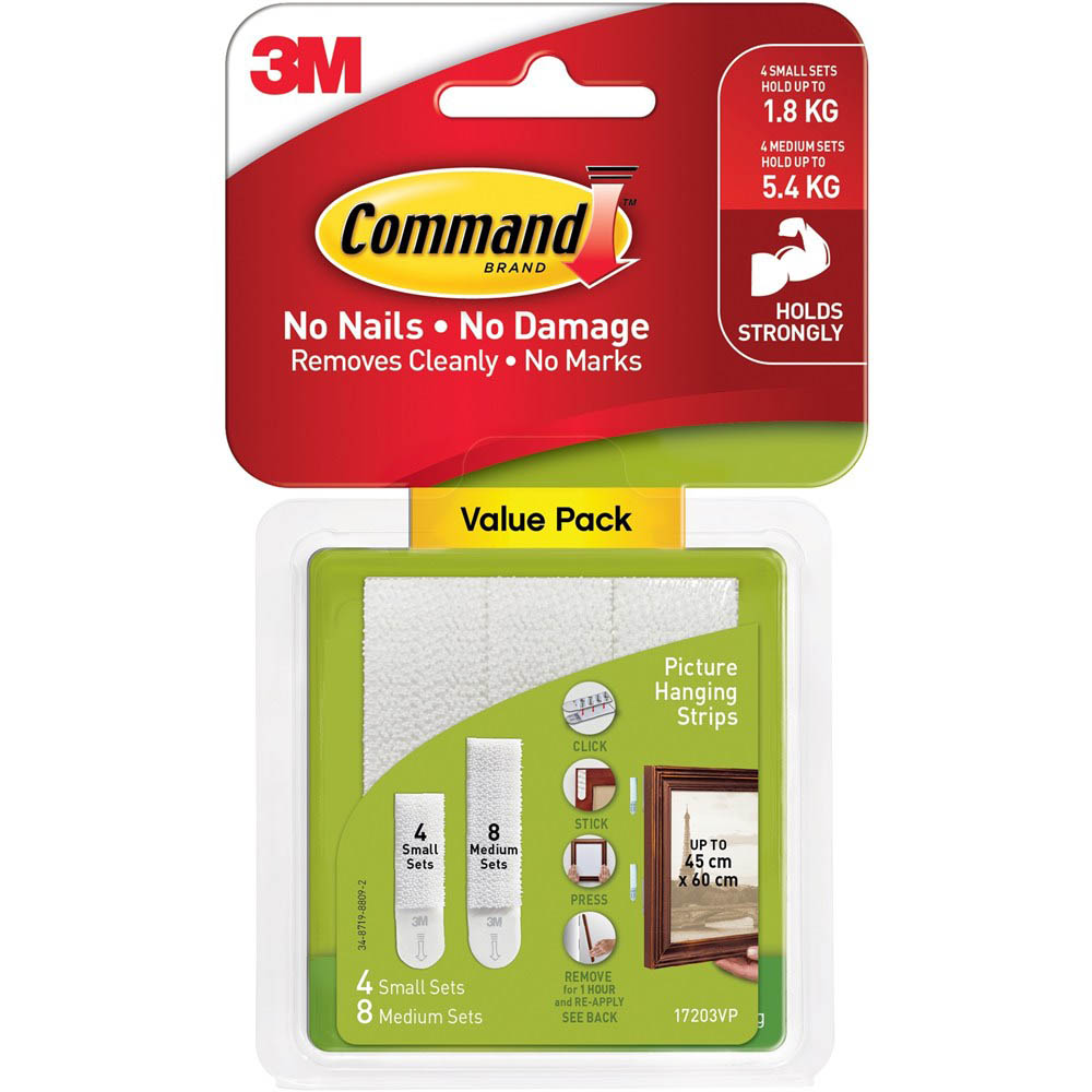Image for COMMAND PICTURE HANGING STRIP SMALL AND MEDIUM COMBO PACK WHITE from Chris Humphrey Office National