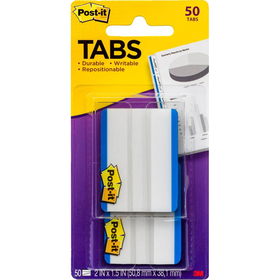 Image for POST-IT 686F-50BL DURABLE FILING TABS LINED 50MM BLUE PACK 50 from Angletons Office National