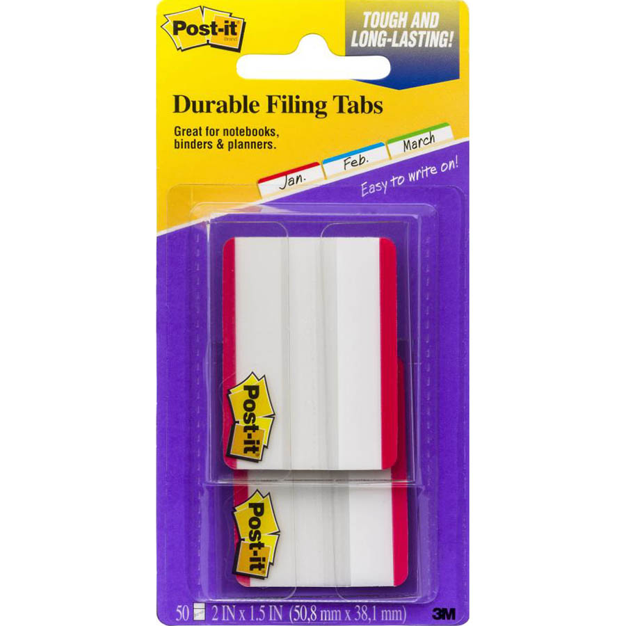 Image for POST-IT 686F-50RD DURABLE FILING TABS LINED 50MM RED PACK 50 from Our Town & Country Office National