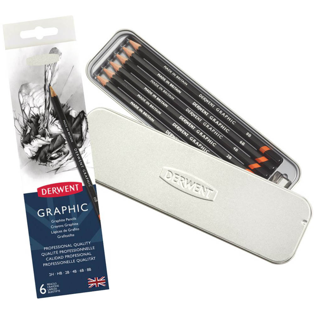 Image for DERWENT GRAPHIC PENCIL ASSORTED TIN 6 from Express Office National