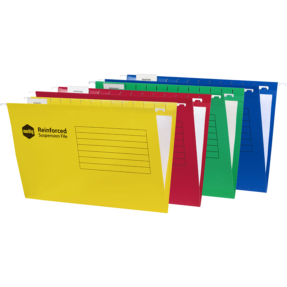 Image for MARBIG SUSPENSION FILES FOOLSCAP ASSORTED BOX 25 from Surry Office National