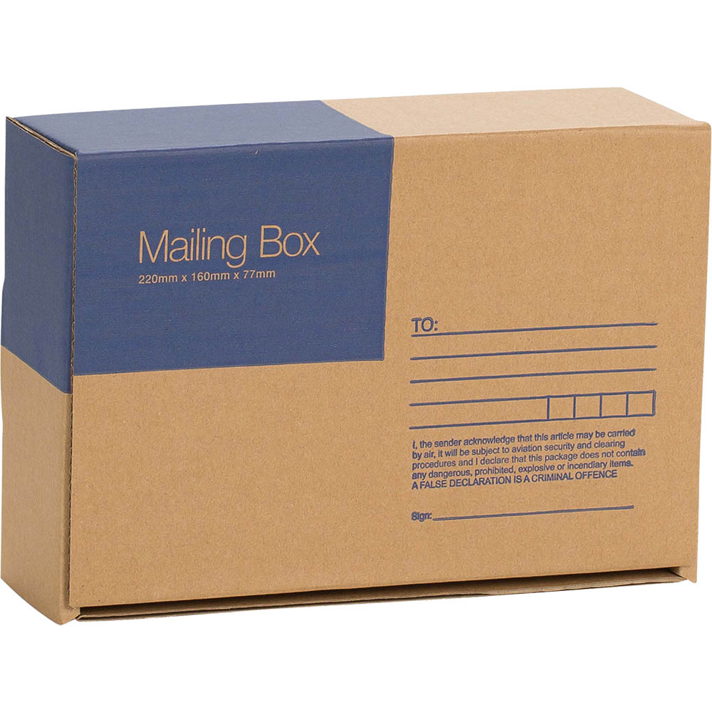 Image for CUMBERLAND MAILING BOX PRINTED ADDRESS FIELDS 220 X 160 X 77MM BROWN from Office National Sydney Stationery
