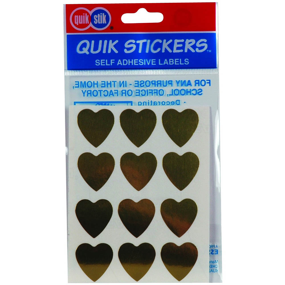 Image for QUIKSTIK LABELS HEART 22MM GOLD PACK 48 from OFFICE NATIONAL CANNING VALE