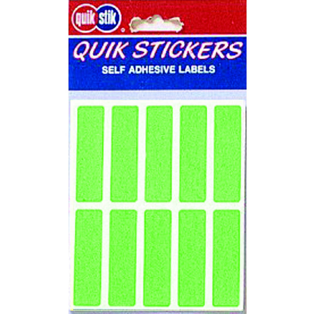 Image for QUIKSTIK RECTANGULAR LABEL 35 X 45MM FLUORO GREEN PACK 28 from Mackay Business Machines (MBM) Office National