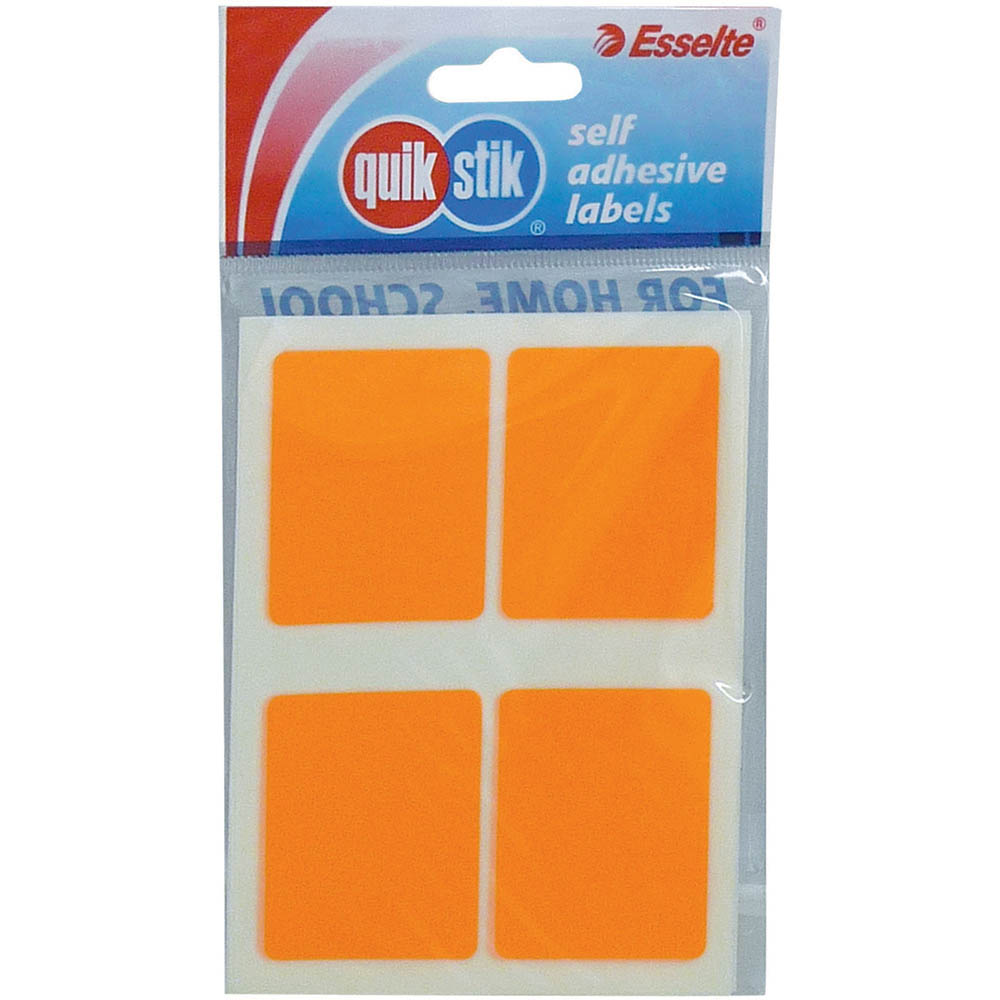 Image for QUIKSTIK RECTANGULAR LABEL 35 X 45MM FLUORO ORANGE PACK 28 from Connelly's Office National
