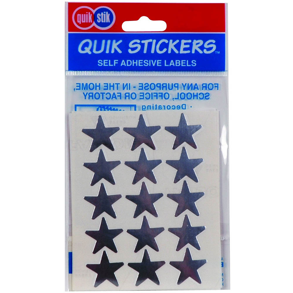 Image for QUIKSTIK LABELS STAR 20MM SILVER PACK 60 from OFFICE NATIONAL CANNING VALE