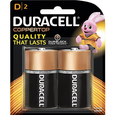 Image for DURACELL COPPERTOP ALKALINE D BATTERY PACK 2 from Aztec Office National Melbourne