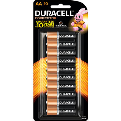 Image for DURACELL COPPERTOP ALKALINE AA BATTERY PACK 10 from PaperChase Office National